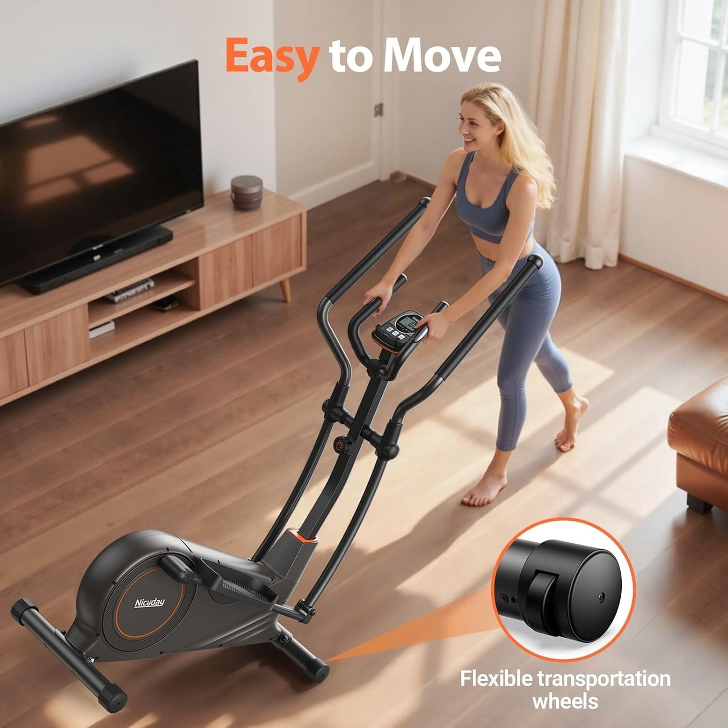 Elliptical Exercise Machine with 16 Levels of Resistance for Home Use