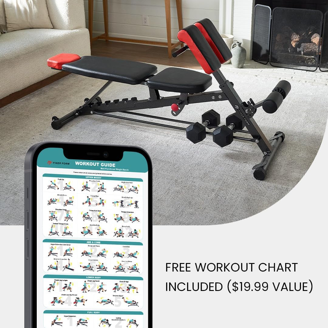 Multi-Functional FID Weight Bench for Comprehensive Body Workout – Hyper Back Extension, Roman Chair, Adjustable Ab Sit-Up Bench, Incline/Decline, and Flat Bench