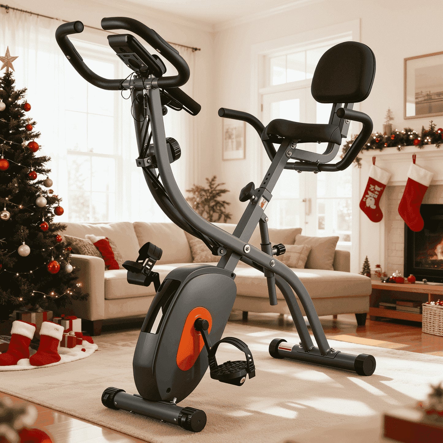 Transform Your Fitness Routine with the 3-in-1 Folding Magnetic Exercise Bike - Adjustable Resistance & Arm Bands for Home Use