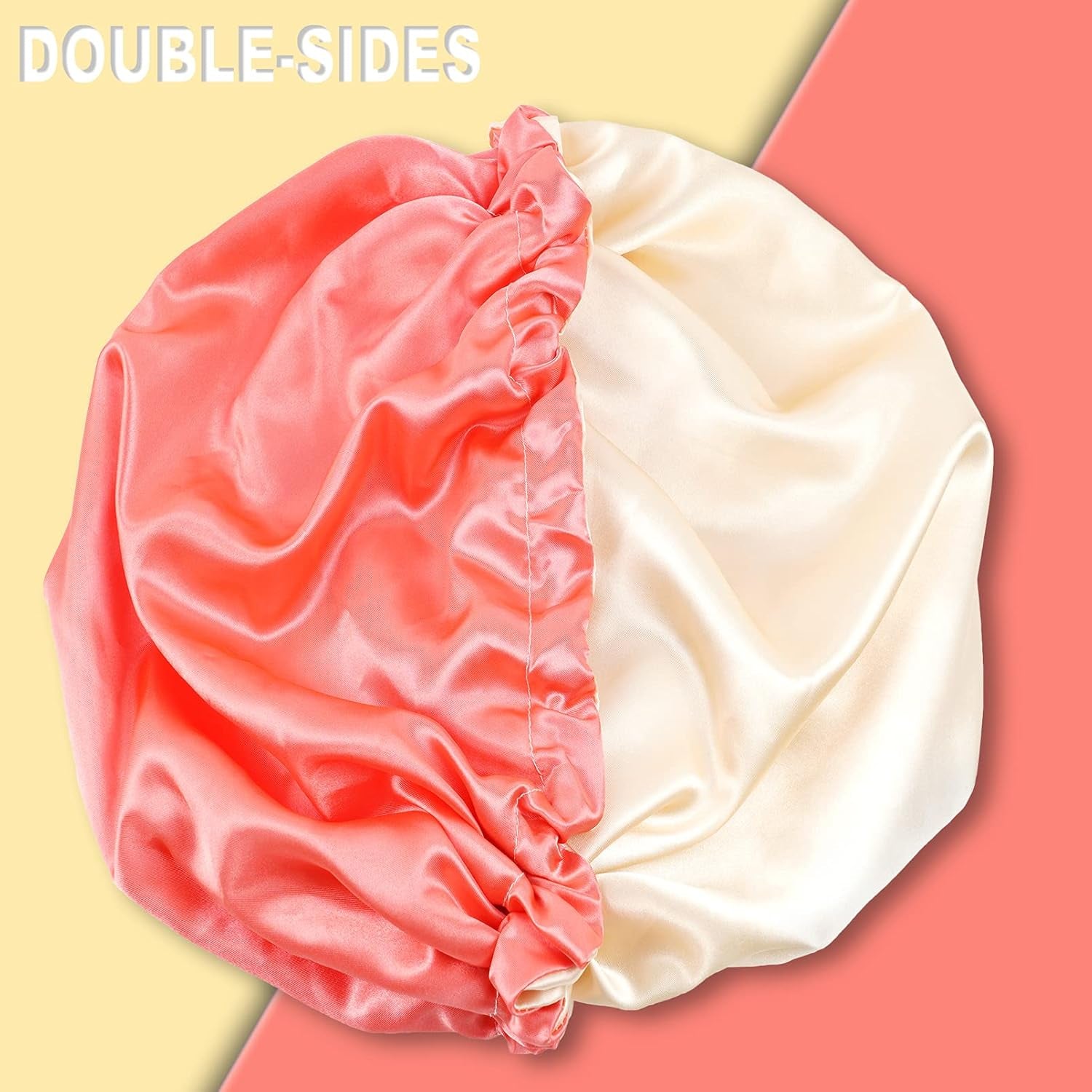Double-Sided Adjustable Satin Sleep Cap in Coral