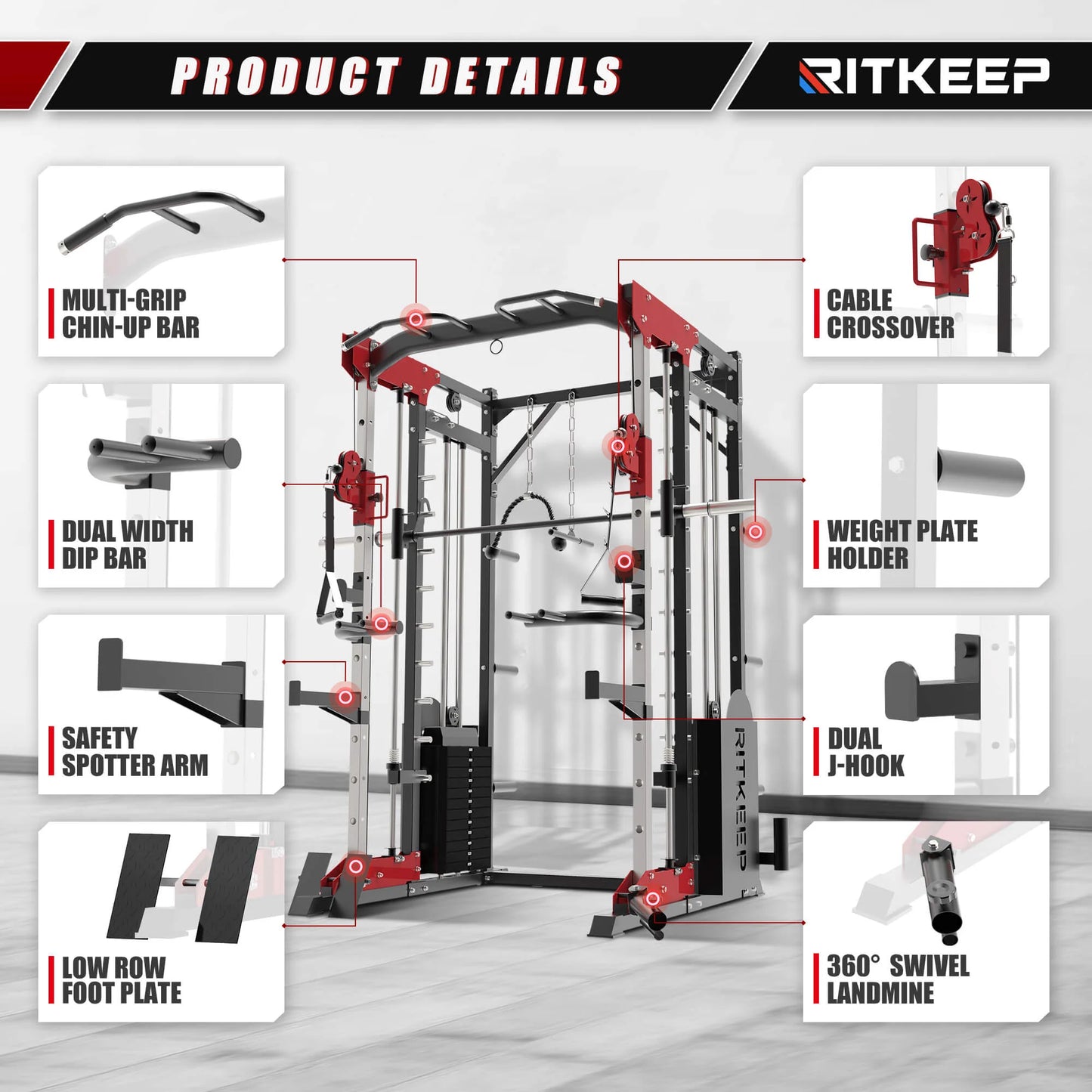 PMAX 5600 Smith Machine Professional Home Gym System