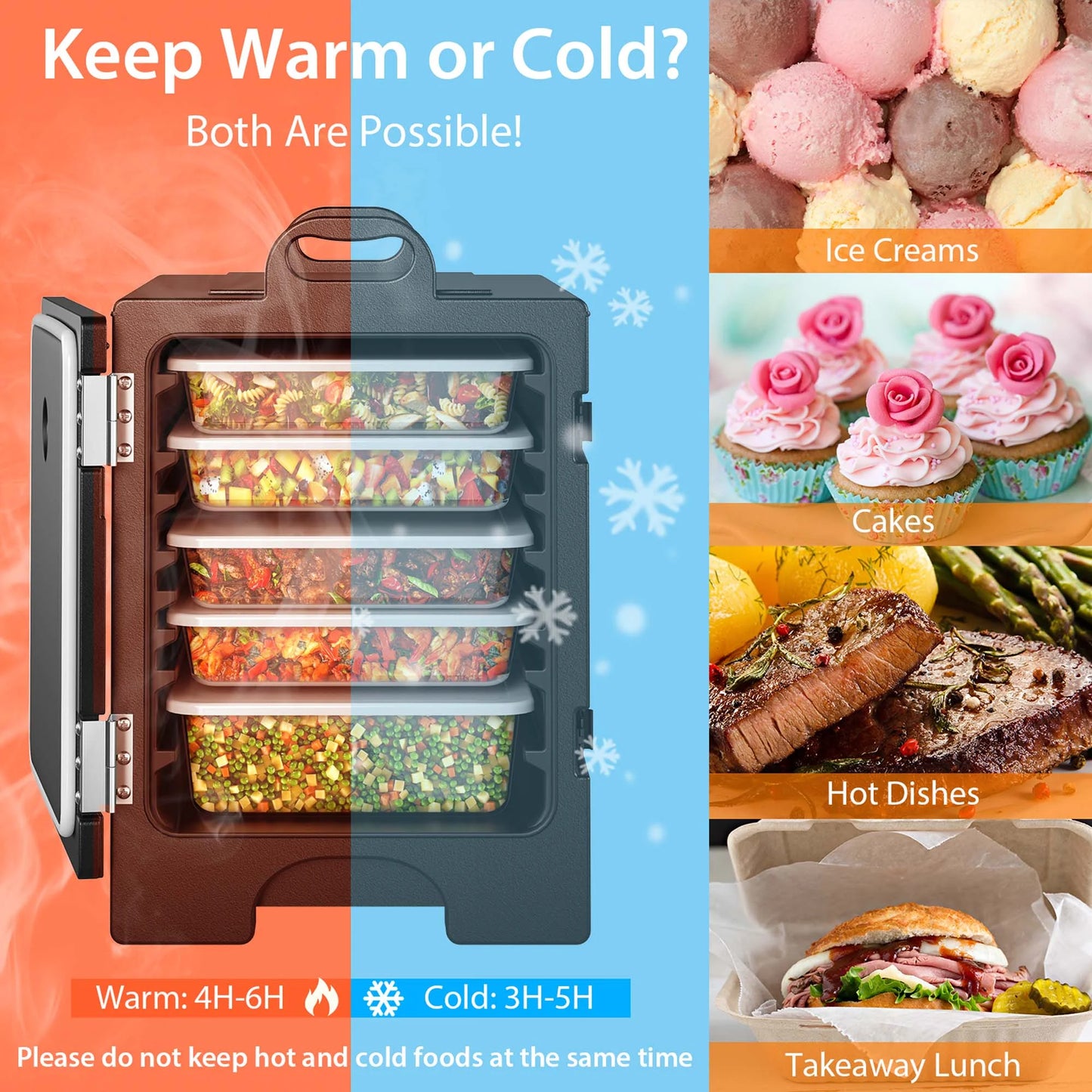 81QT End-Loading Food Warmer Insulated Food Pan Carrier 5 Food Pan Capacity
