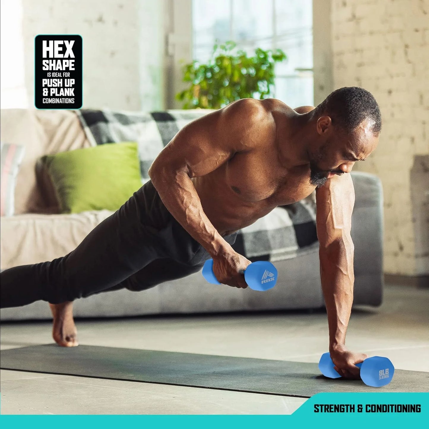 Neoprene Dumbbell Set with Non-Slip Grip - 8 lb Arm Weights for Training and Fitness