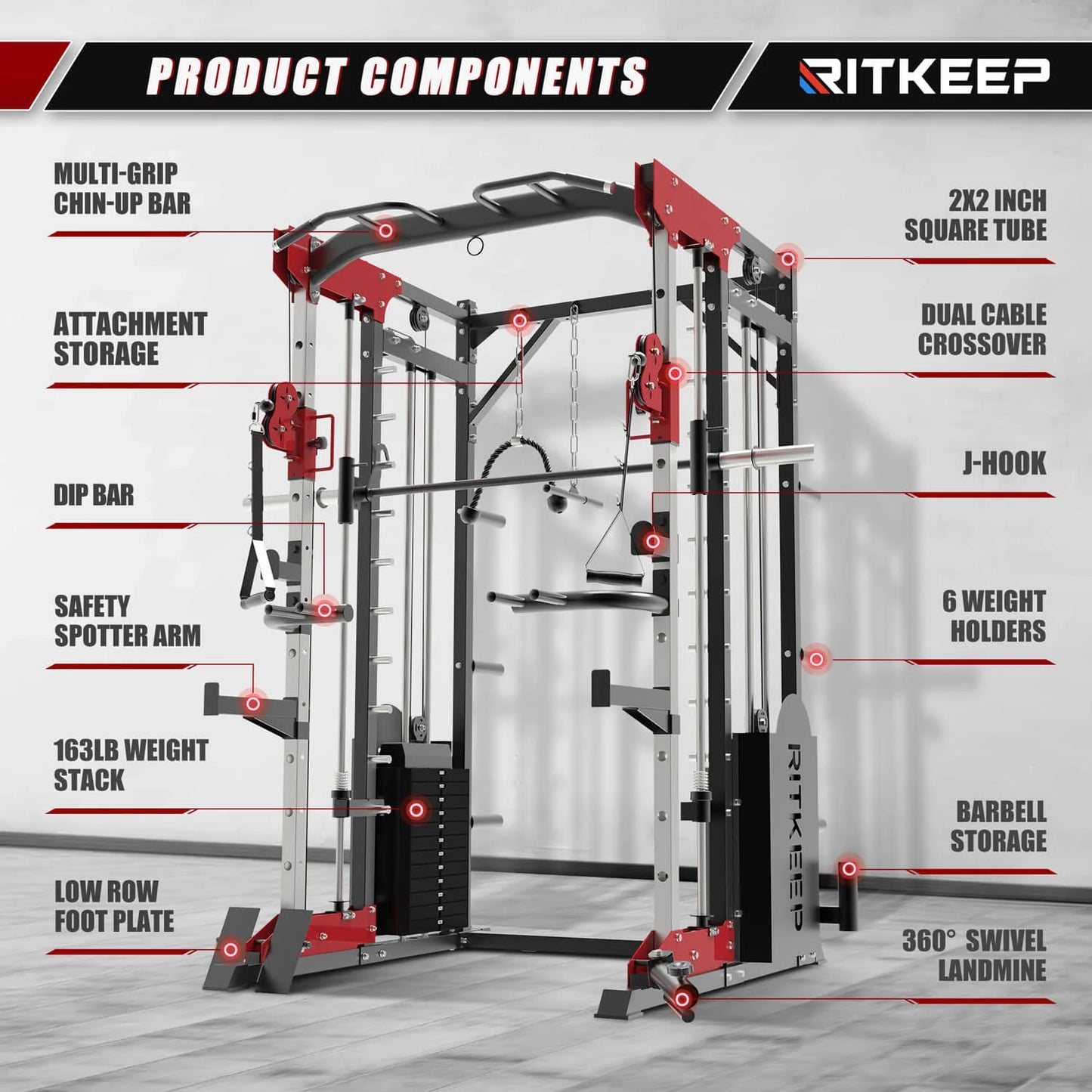 PMAX 5600 Smith Machine Professional Home Gym System