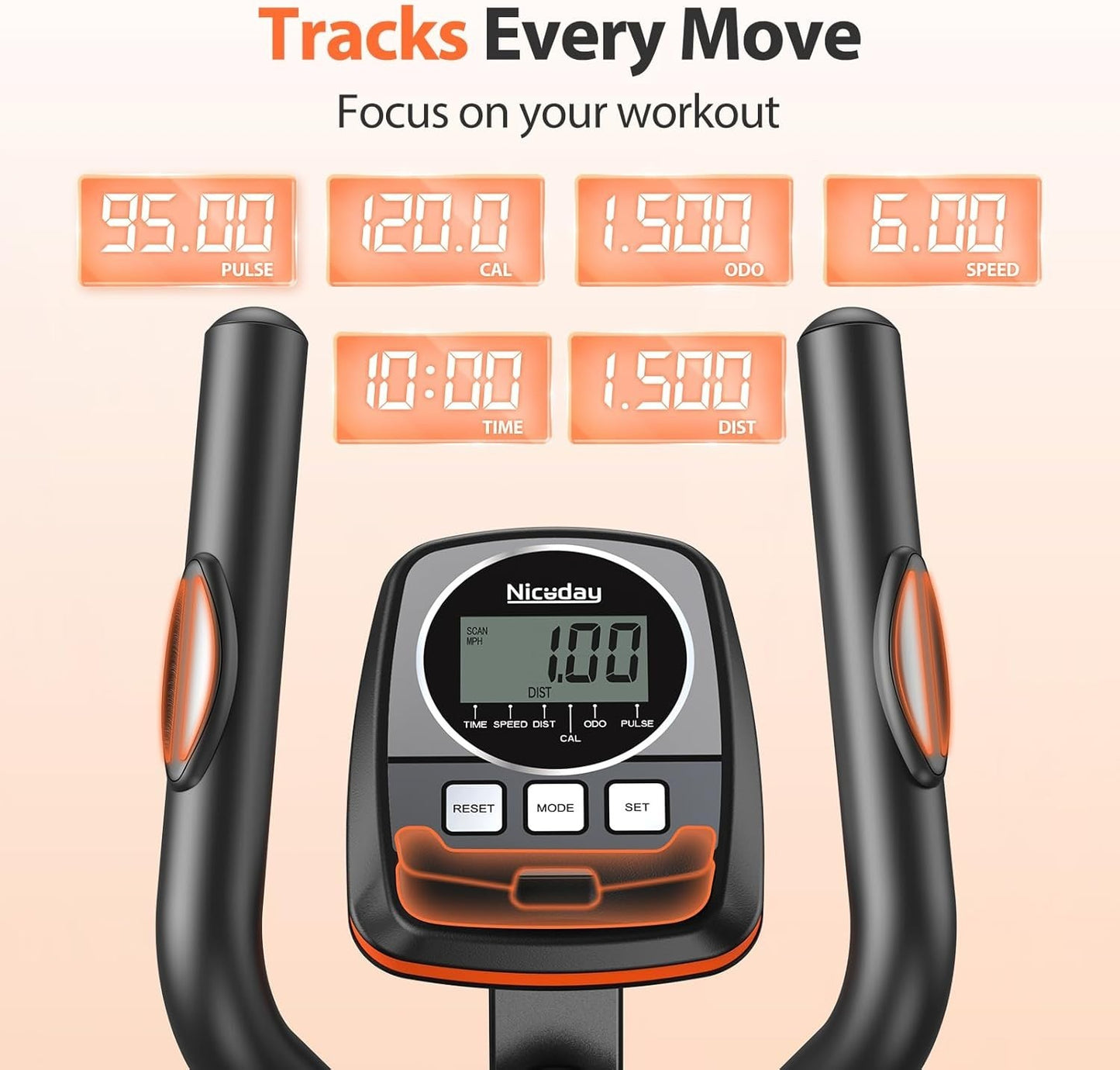 Elliptical Exercise Machine with 16 Levels of Resistance for Home Use