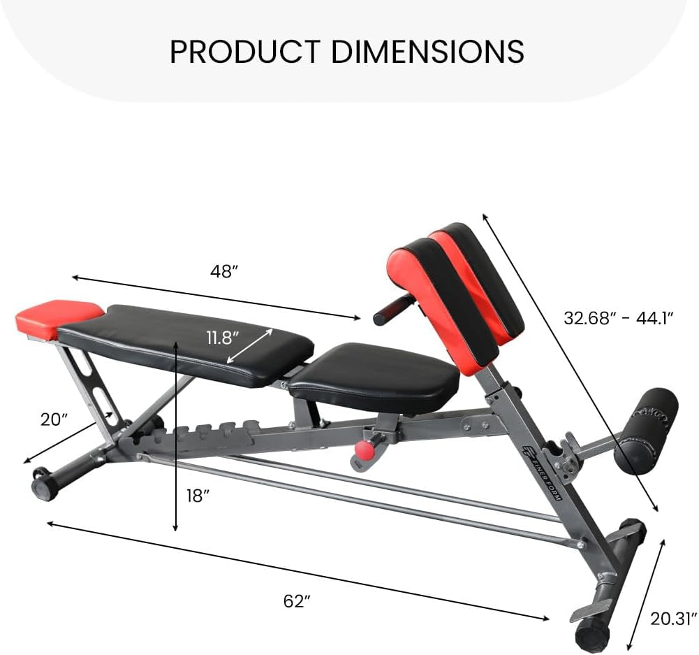 Multi-Functional FID Weight Bench for Comprehensive Body Workout – Hyper Back Extension, Roman Chair, Adjustable Ab Sit-Up Bench, Incline/Decline, and Flat Bench