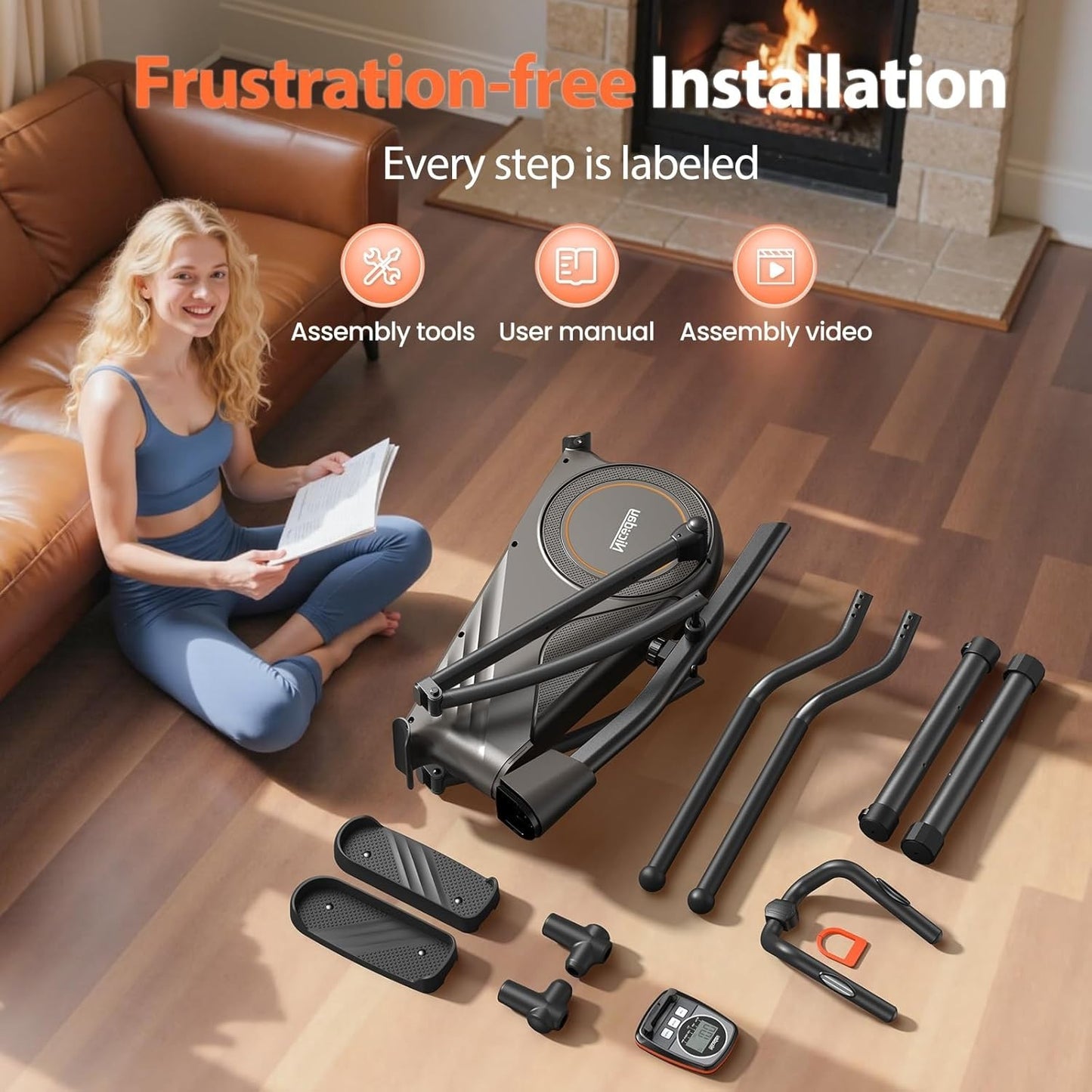 Elliptical Exercise Machine with 16 Levels of Resistance for Home Use