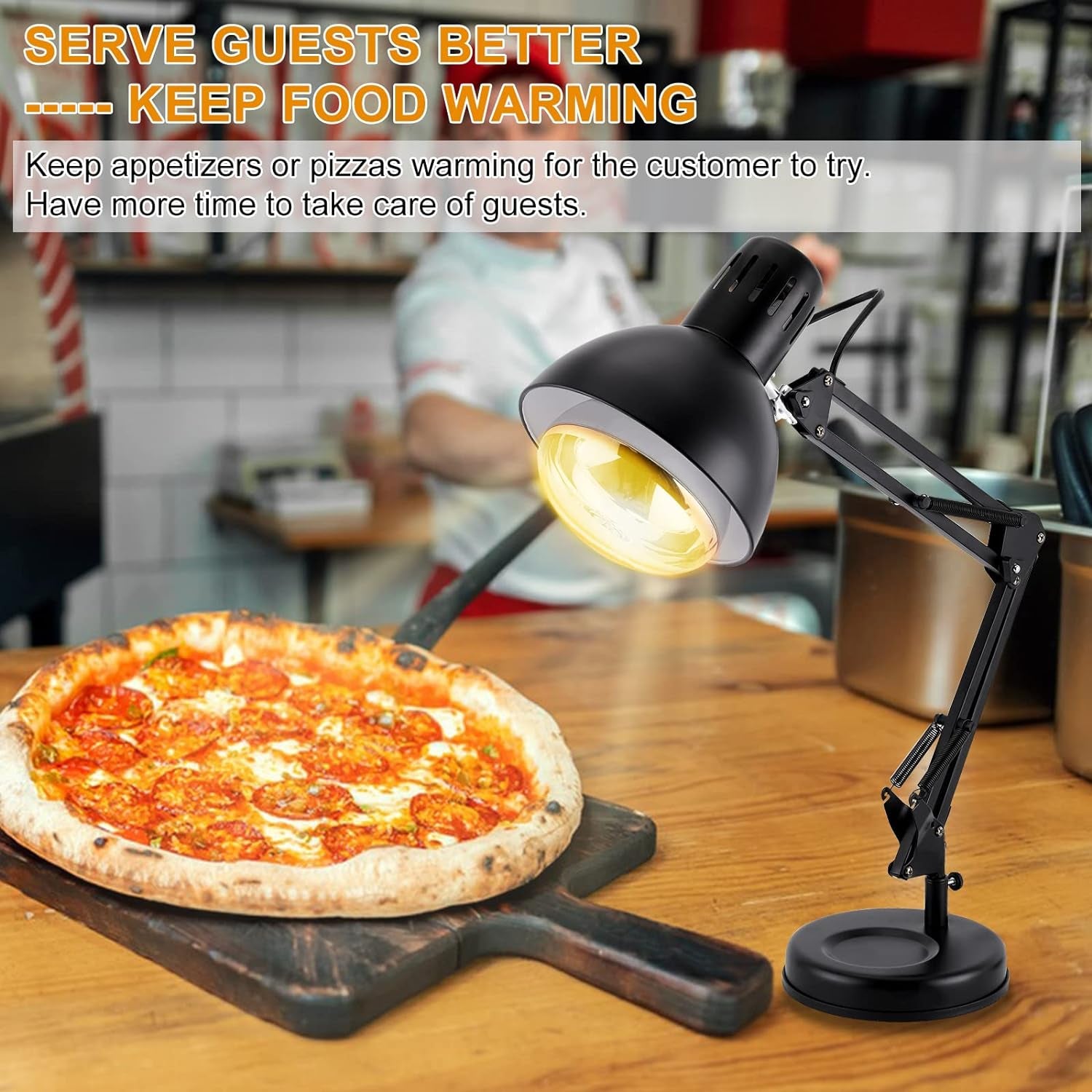 Food Heat Lamp Temp. Adjustable with 250W Bulb for Food Home Kitchen Food Heatin