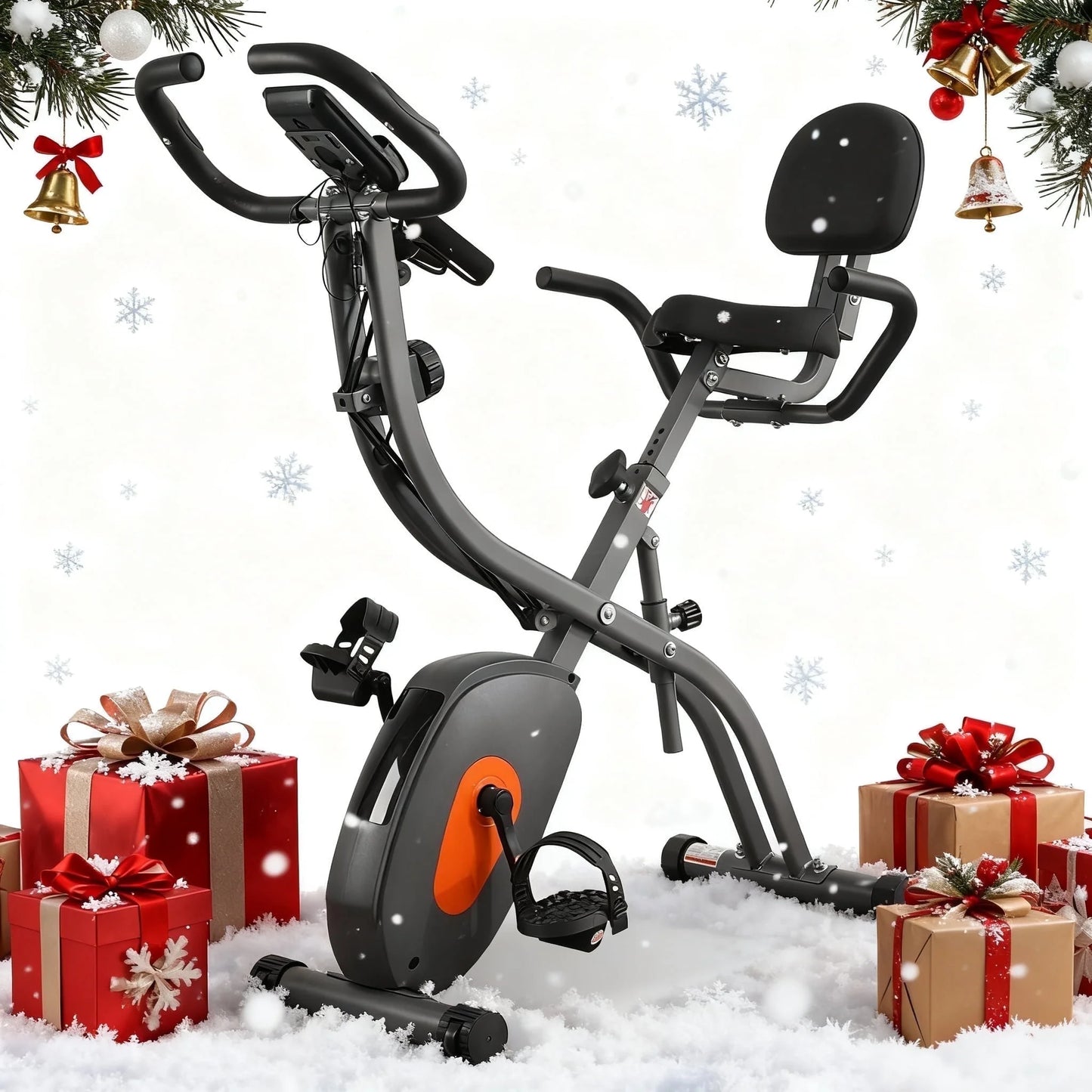 Transform Your Fitness Routine with the 3-in-1 Folding Magnetic Exercise Bike - Adjustable Resistance & Arm Bands for Home Use