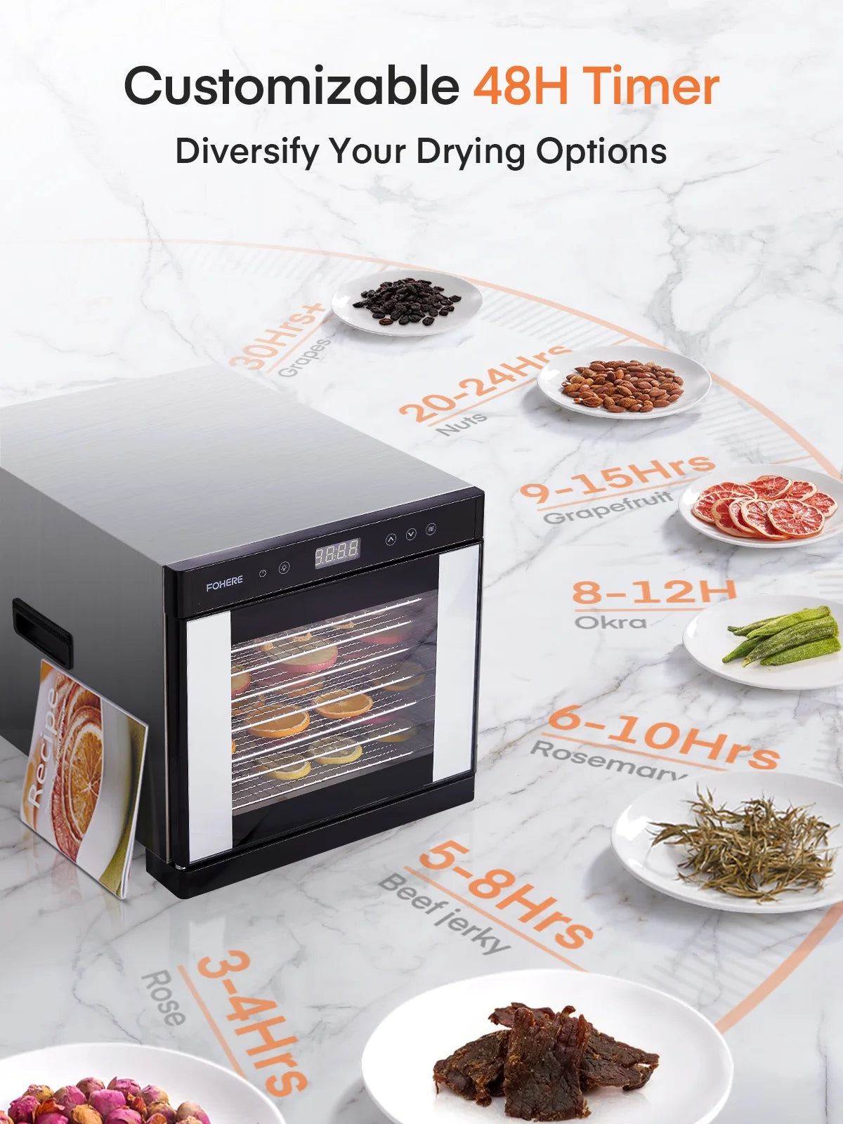 Food Dehydrator 800 W 8-Tray Food Dehydrator