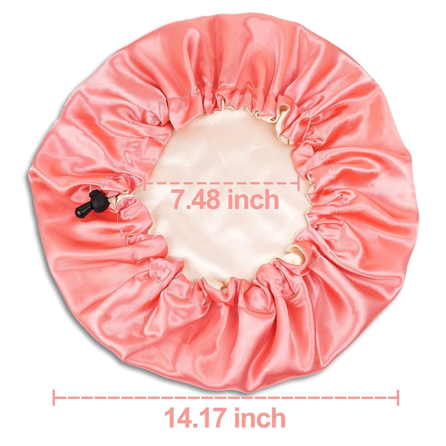 Double-Sided Adjustable Satin Sleep Cap in Coral