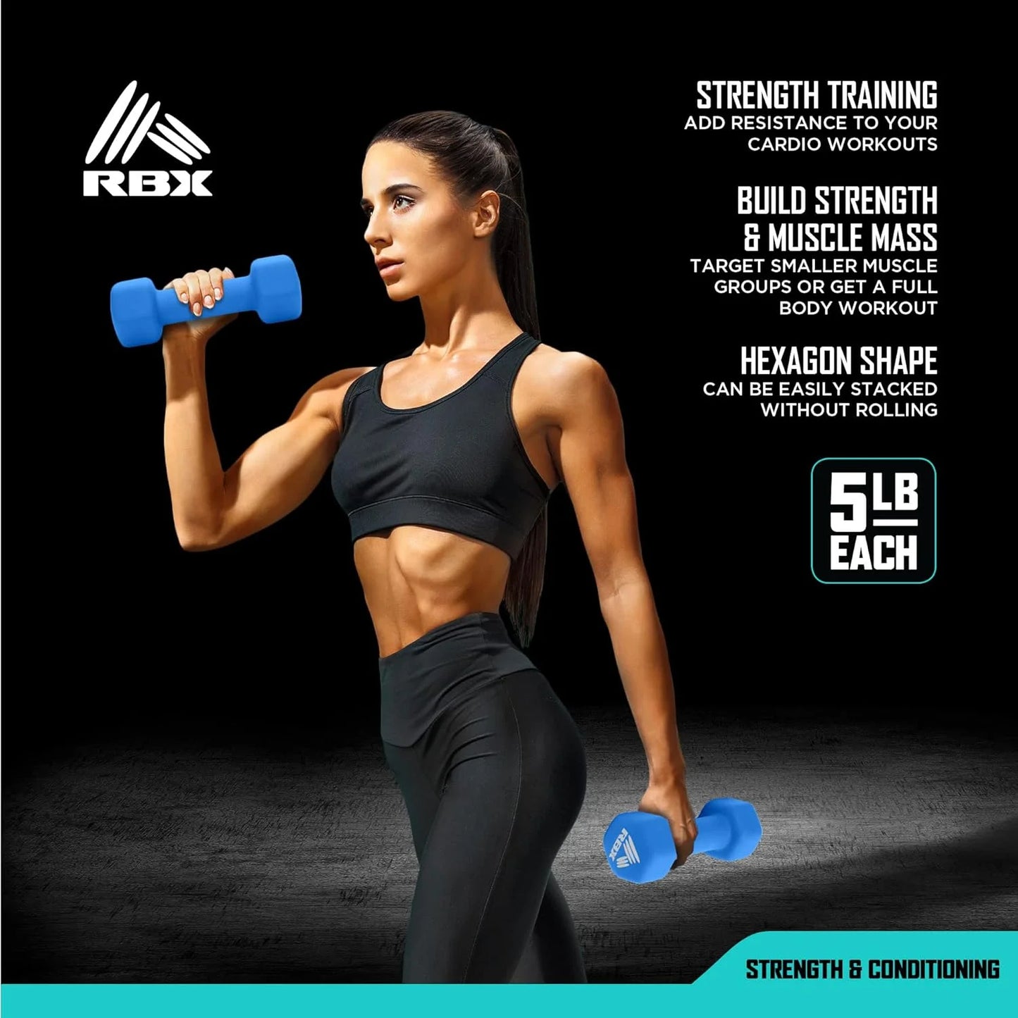 Neoprene Dumbbell Set with Non-Slip Grip - 8 lb Arm Weights for Training and Fitness