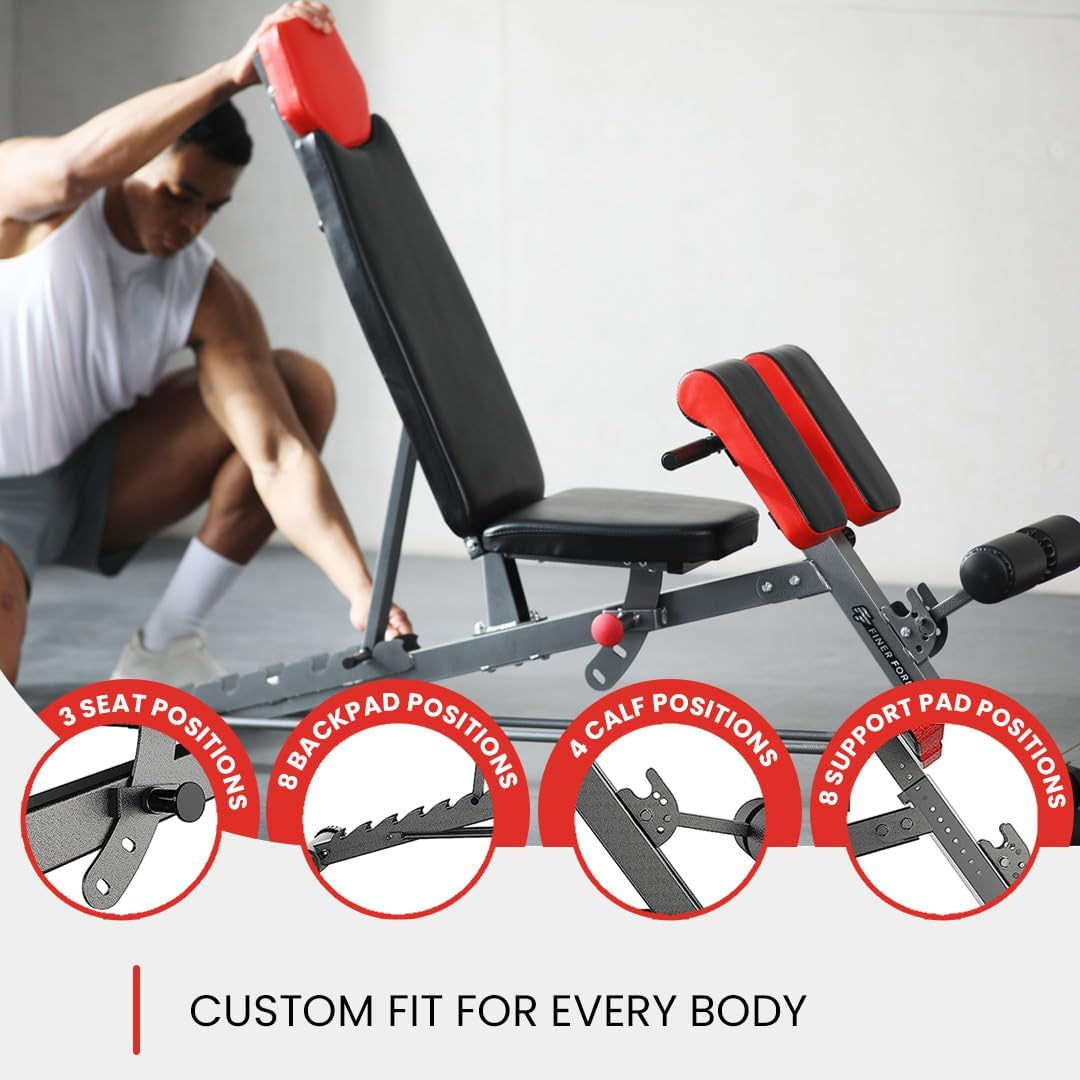 Multi-Functional FID Weight Bench for Comprehensive Body Workout – Hyper Back Extension, Roman Chair, Adjustable Ab Sit-Up Bench, Incline/Decline, and Flat Bench