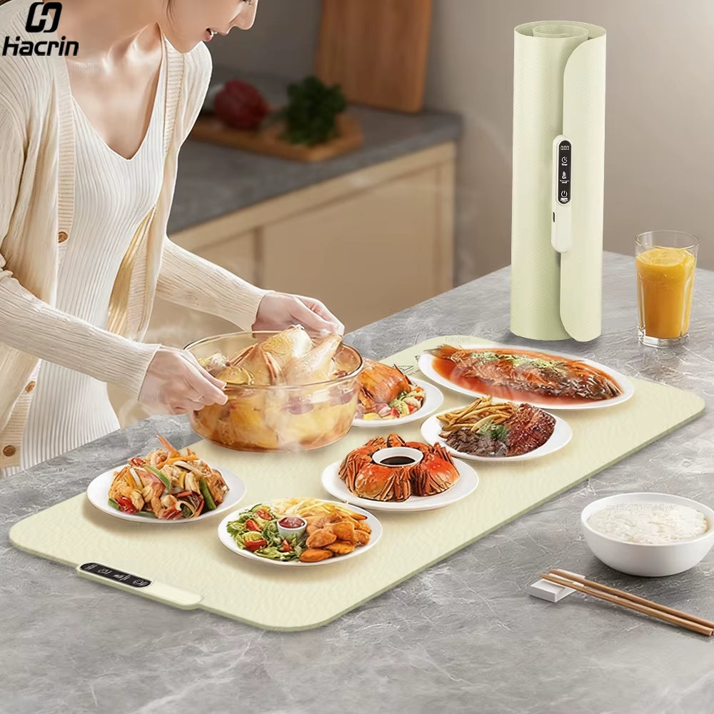 Food Warmer Electric Warming Plate Foldable Food Warmer Tray Fast Heating Electric Food Warming Mat Portable Food Warming Pad