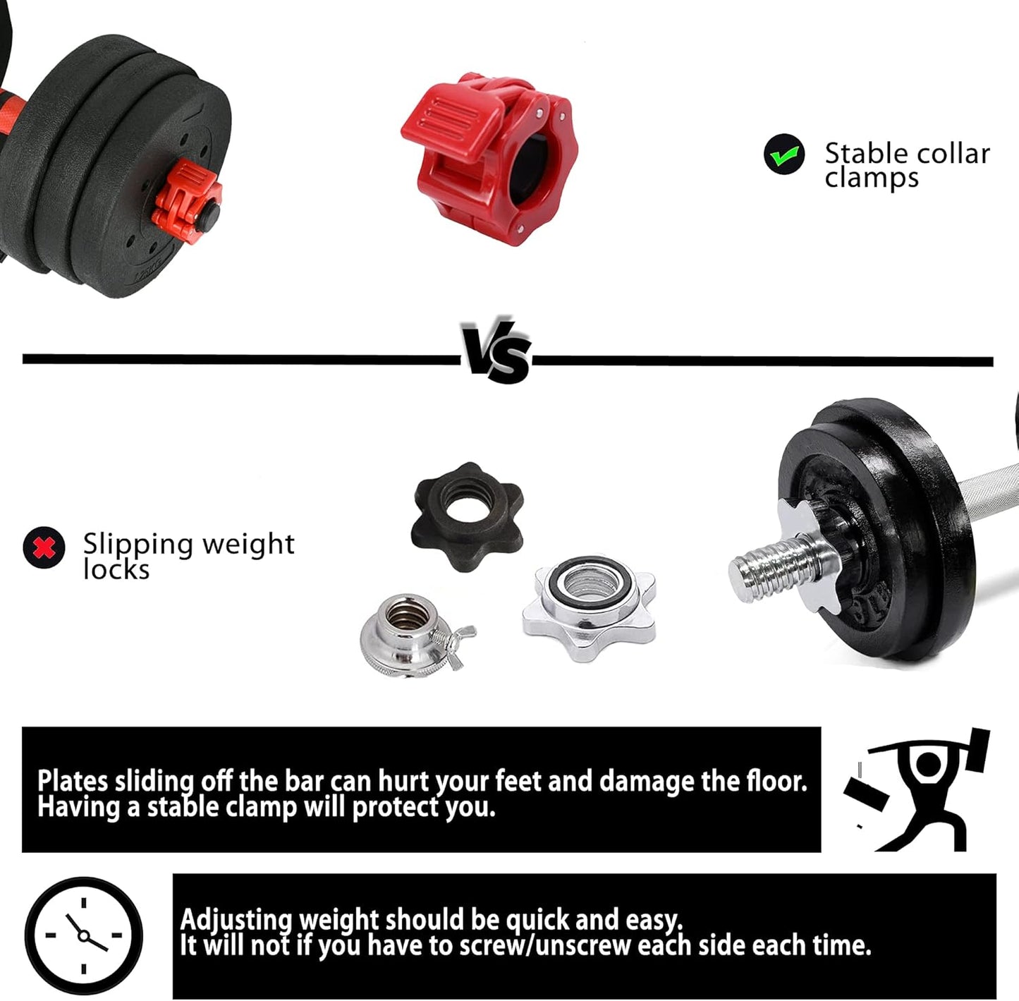 Adjustable Dumbbell Set with Barbell Connecting Rod - Available in 33 lbs, 44 lbs, and 66 lbs for Home Gym Use