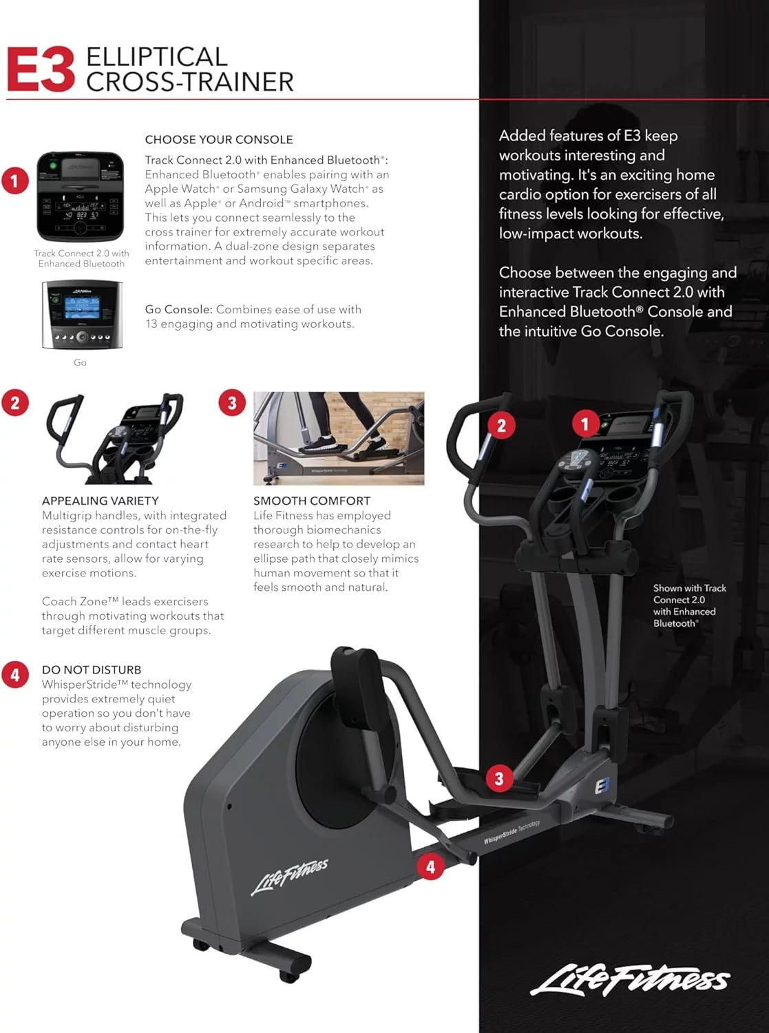 E3 Cross Trainer Elliptical Exercise Machine featuring Go Console