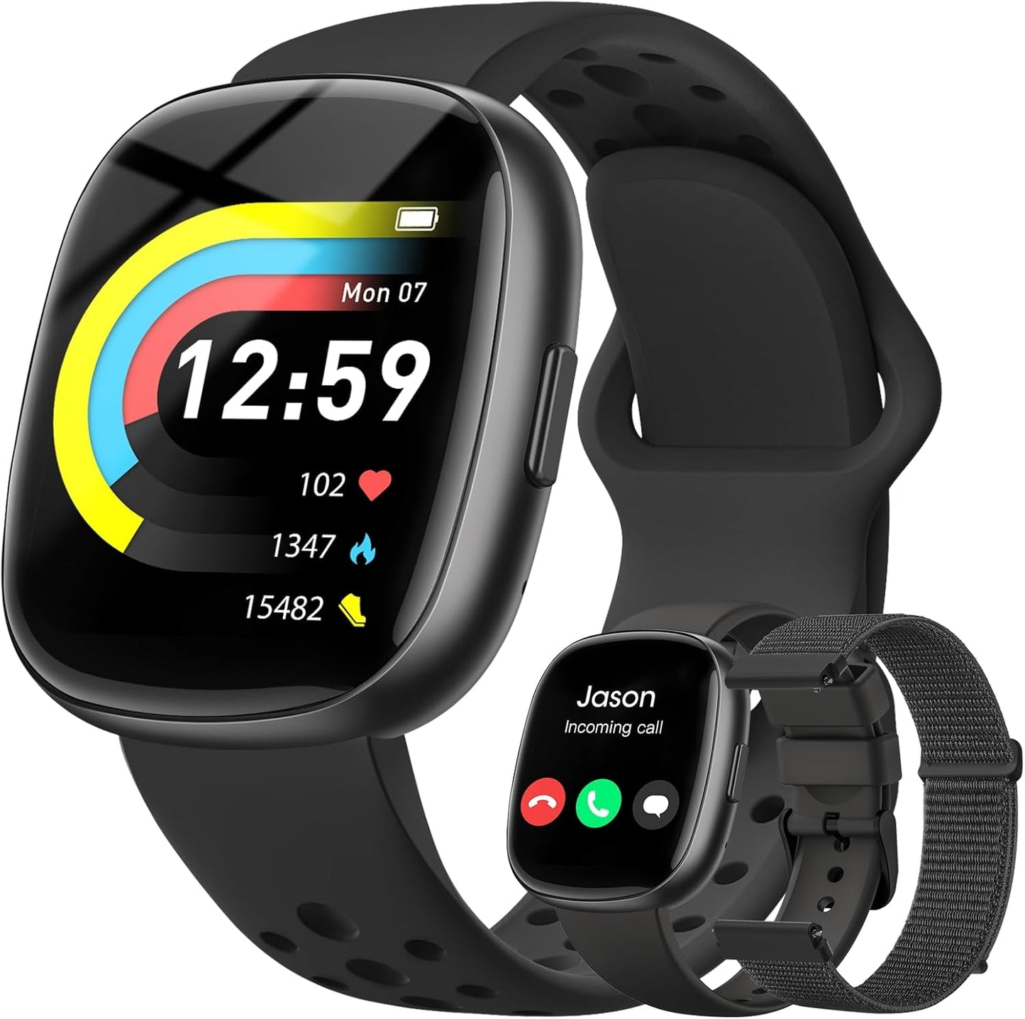 Fitness Trackers for Men Smart Watch: Fitness Tracker with Blutooth Call 24/7 Heart Rate Spo2 Sleep Monitor IP68 Waterproof 120+ Sport Mode Activity Trackers Compatible Iphone Android Phones (3 Bands)
