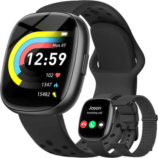 Fitness Trackers for Men Smart Watch: Fitness Tracker with Blutooth Call 24/7 Heart Rate Spo2 Sleep Monitor IP68 Waterproof 120+ Sport Mode Activity Trackers Compatible Iphone Android Phones (3 Bands)