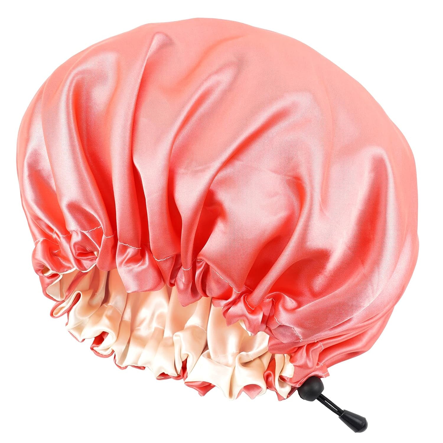 Double-Sided Adjustable Satin Sleep Cap in Coral