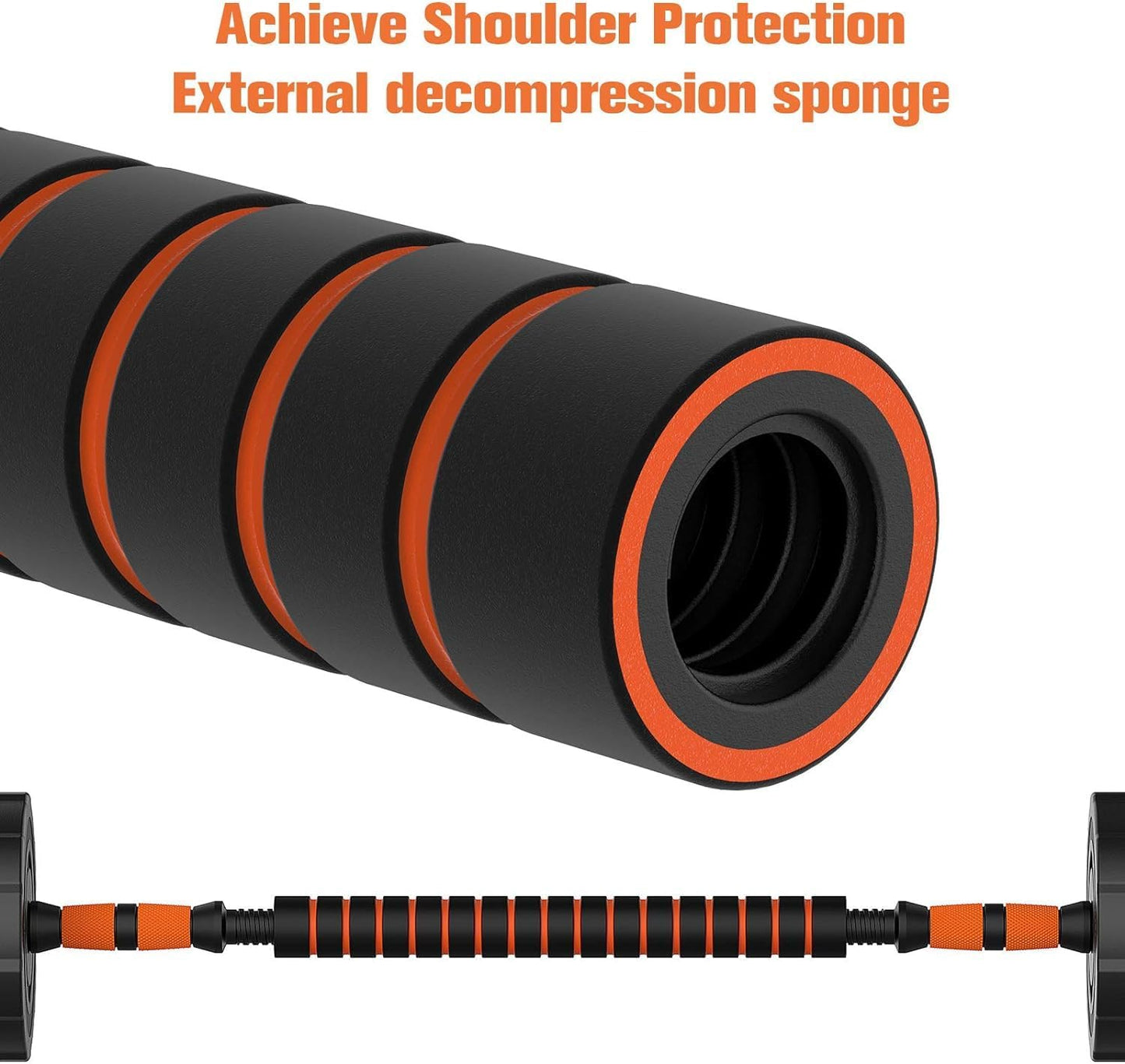 Adjustable Dumbbell and Barbell Weight Set with Non-Slip Neoprene Handles and Connecting Rod for Home Fitness Training