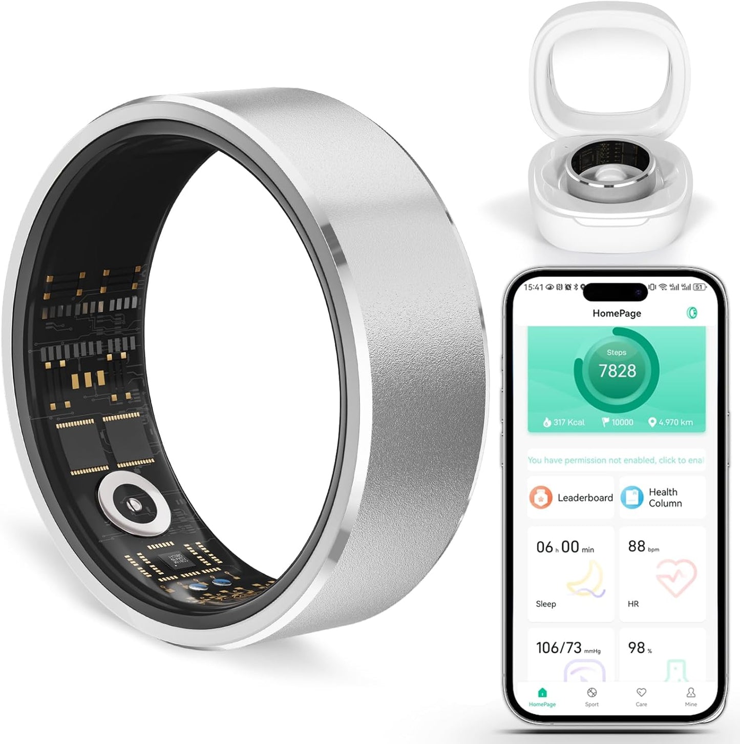 Smart Ring for Women Health Rings for Men Blood Pressure Monitor Fitness Rings for Women Ring Fitness Tracker Blood Pressure Ring Fitness Rings Waterproof for Iphone and Android