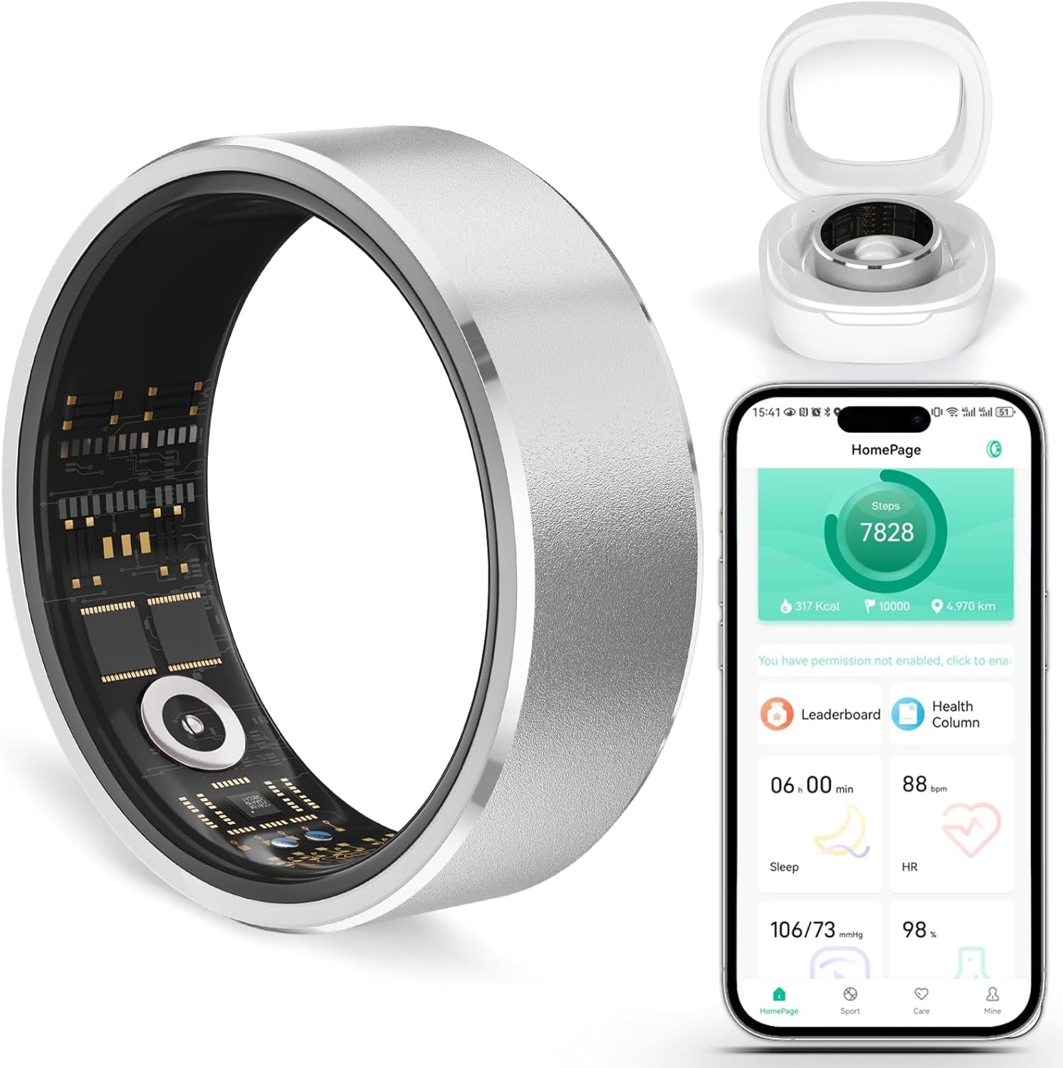 Smart Ring for Women Health Rings for Men Blood Pressure Monitor Fitness Rings for Women Ring Fitness Tracker Blood Pressure Ring Fitness Rings Waterproof for Iphone and Android