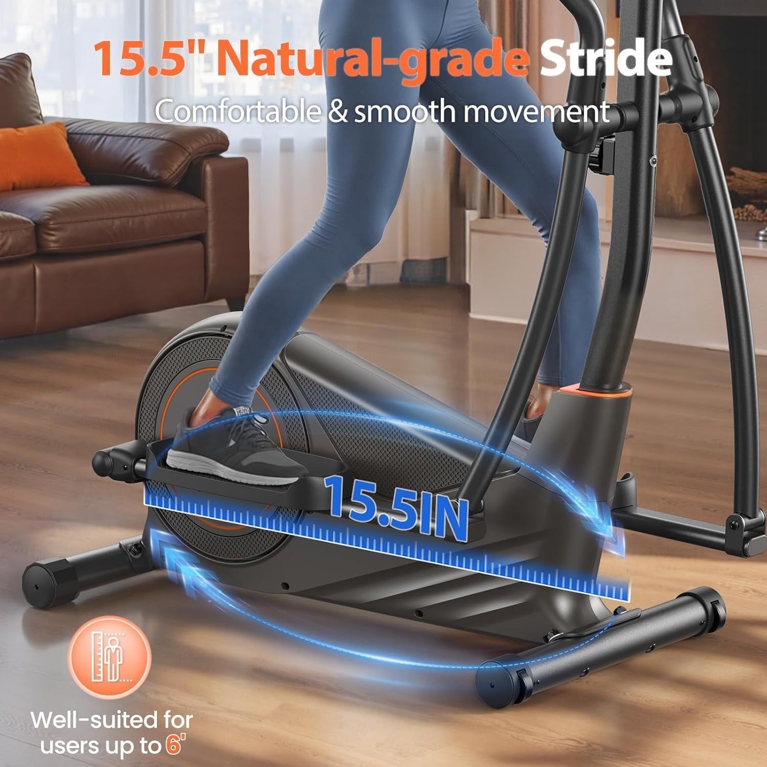 Elliptical Exercise Machine with 16 Levels of Resistance for Home Use