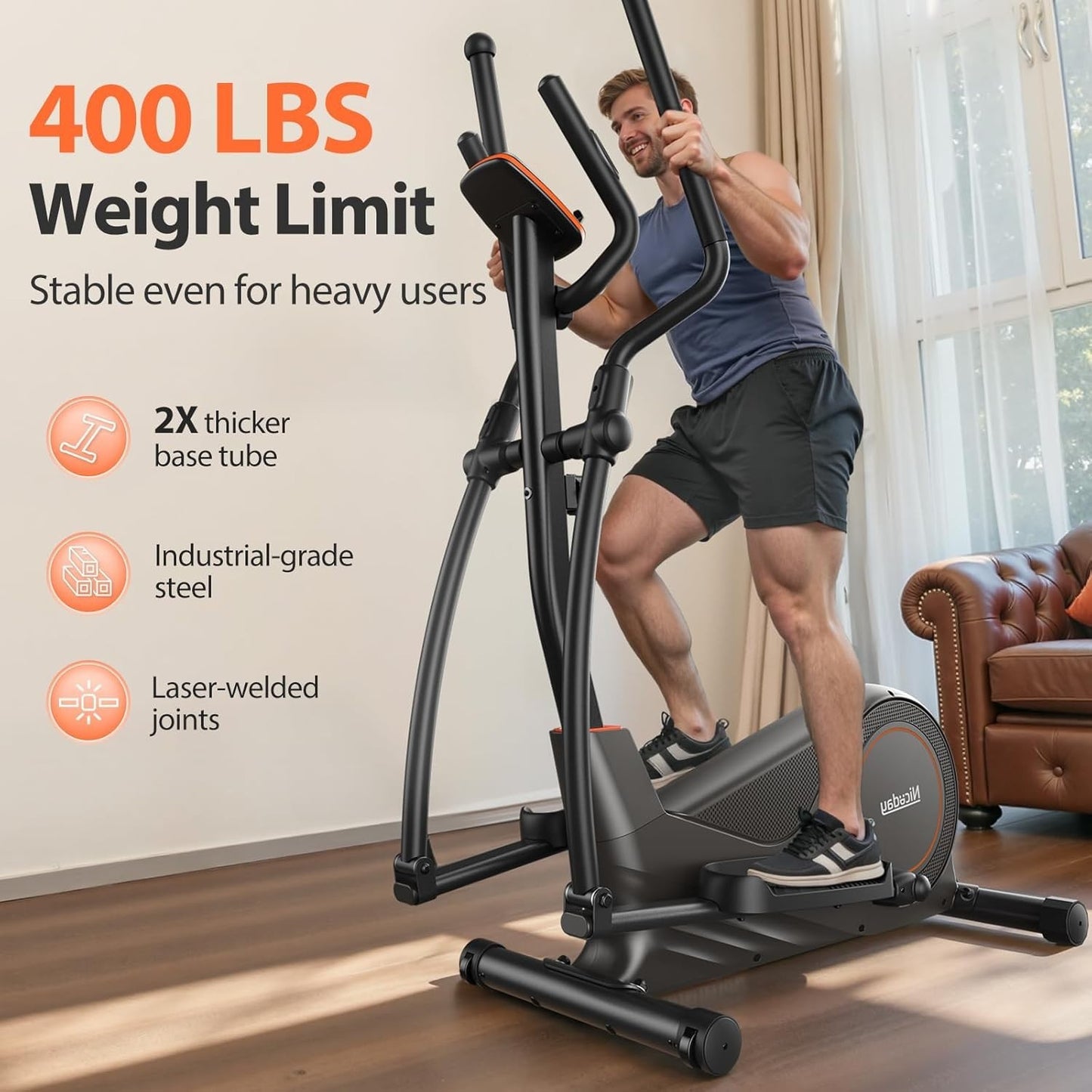 Elliptical Exercise Machine with 16 Levels of Resistance for Home Use