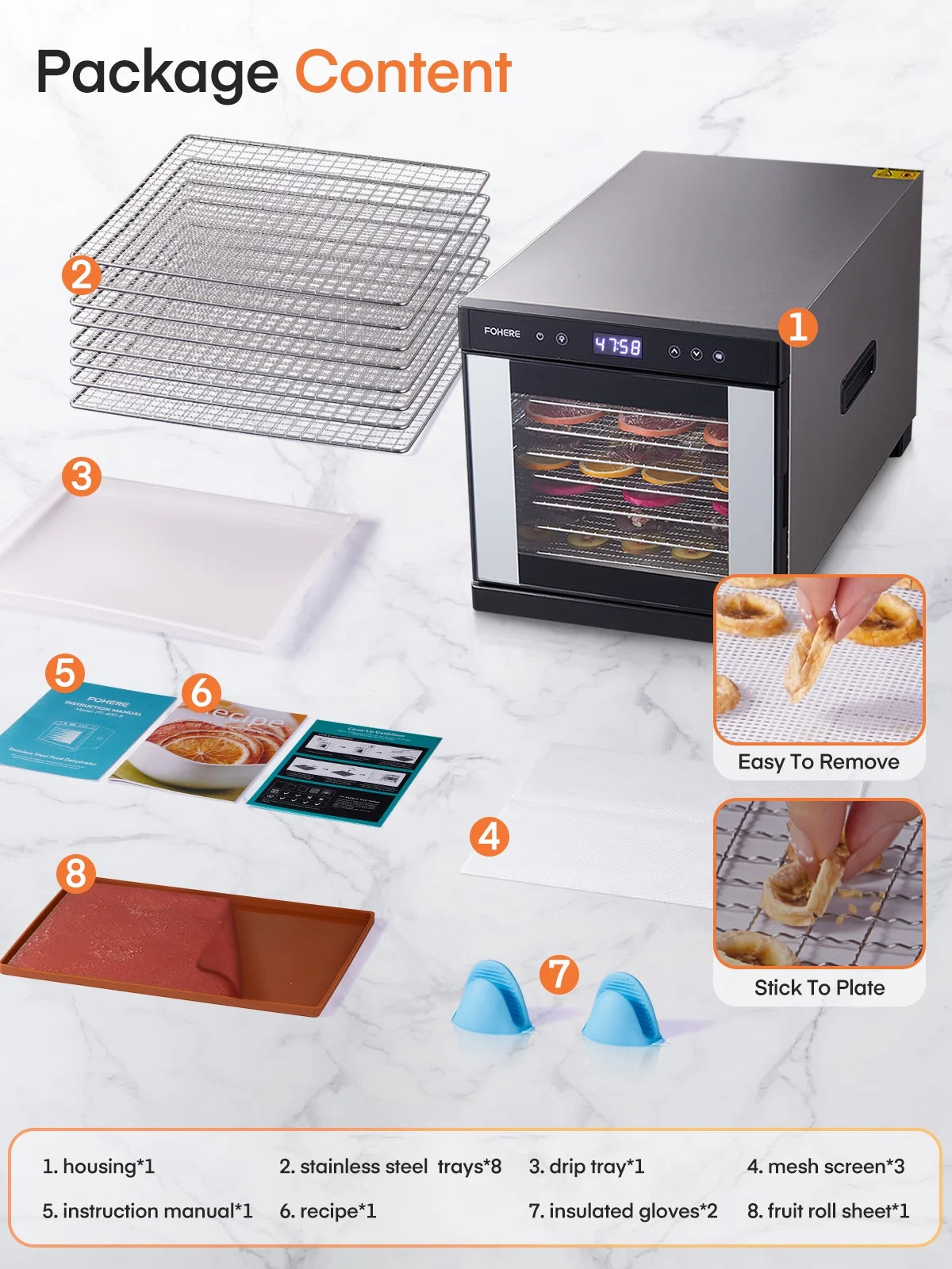 Food Dehydrator 800 W 8-Tray Food Dehydrator