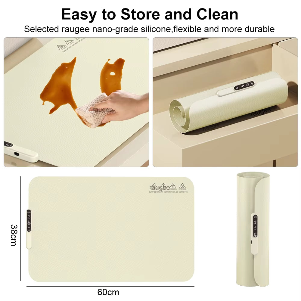 Food Warmer Electric Warming Plate Foldable Food Warmer Tray Fast Heating Electric Food Warming Mat Portable Food Warming Pad