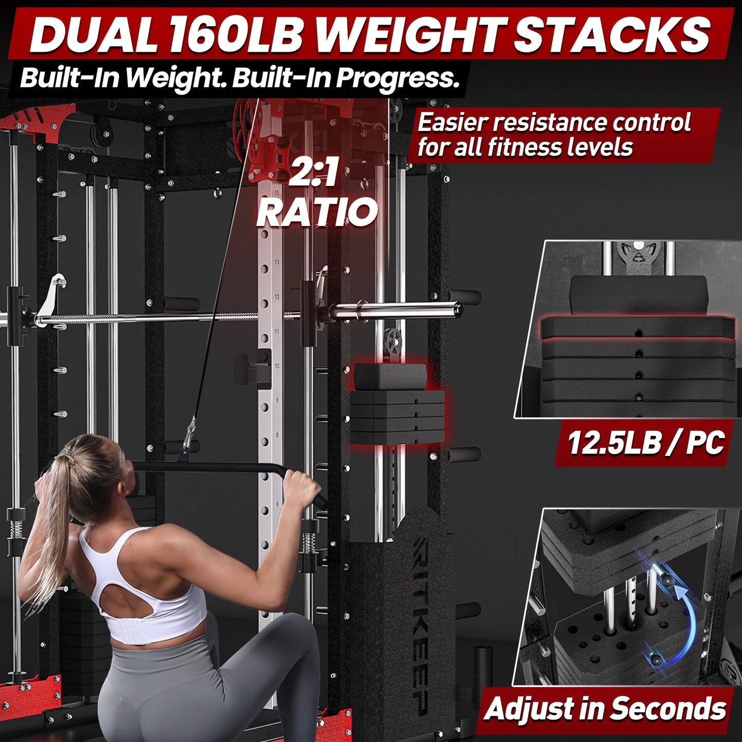 PMAX 5600 Smith Machine Professional Home Gym System