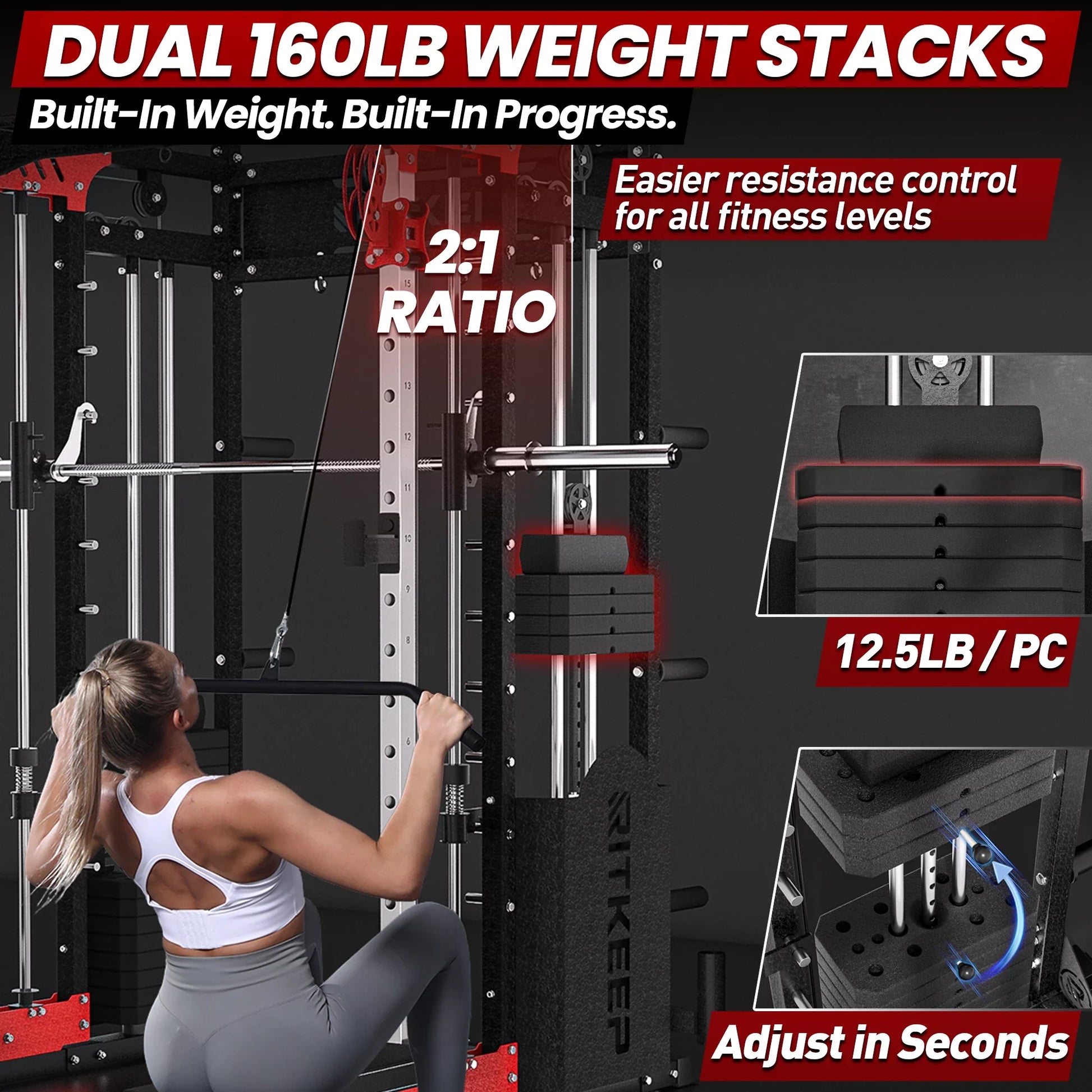 PMAX 5600 Smith Machine Professional Home Gym System